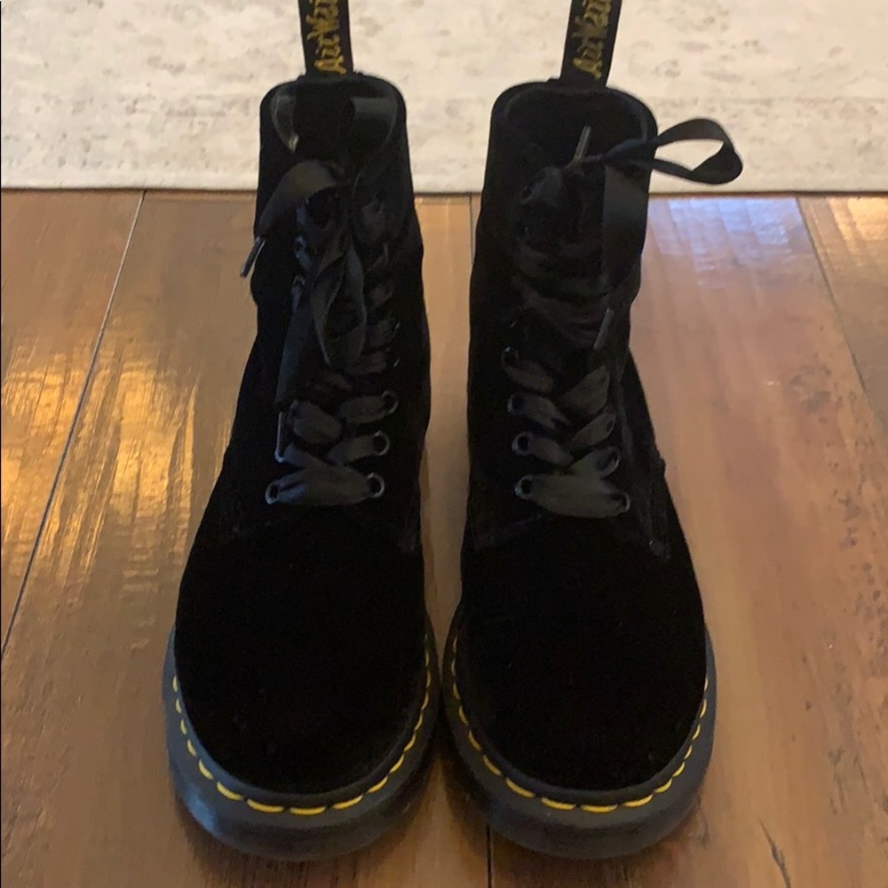 Like new black velvet Doc Martens